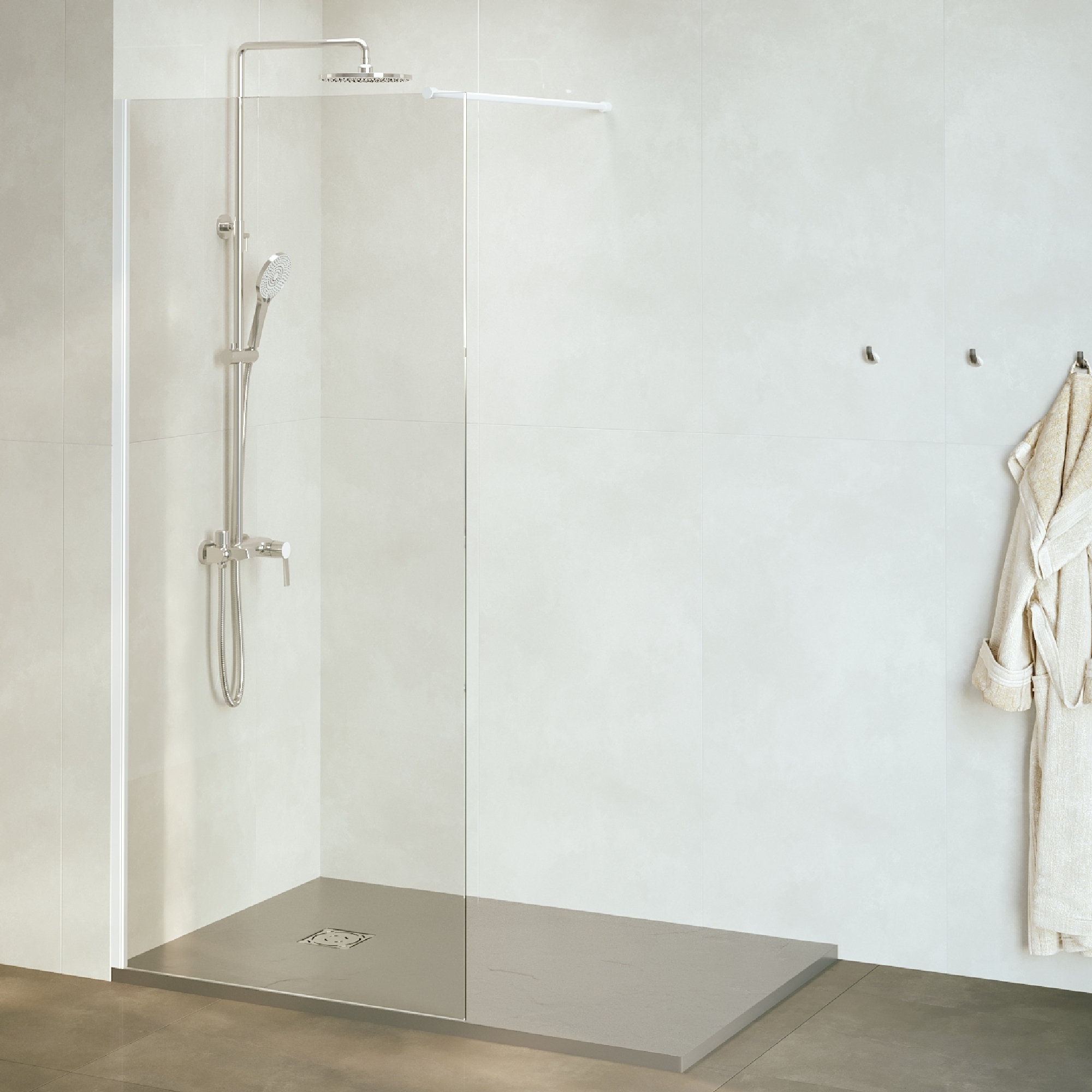 душевой уголок rgw walk-in wa-002-w 80x195 стекло прозрачное, профиль белый