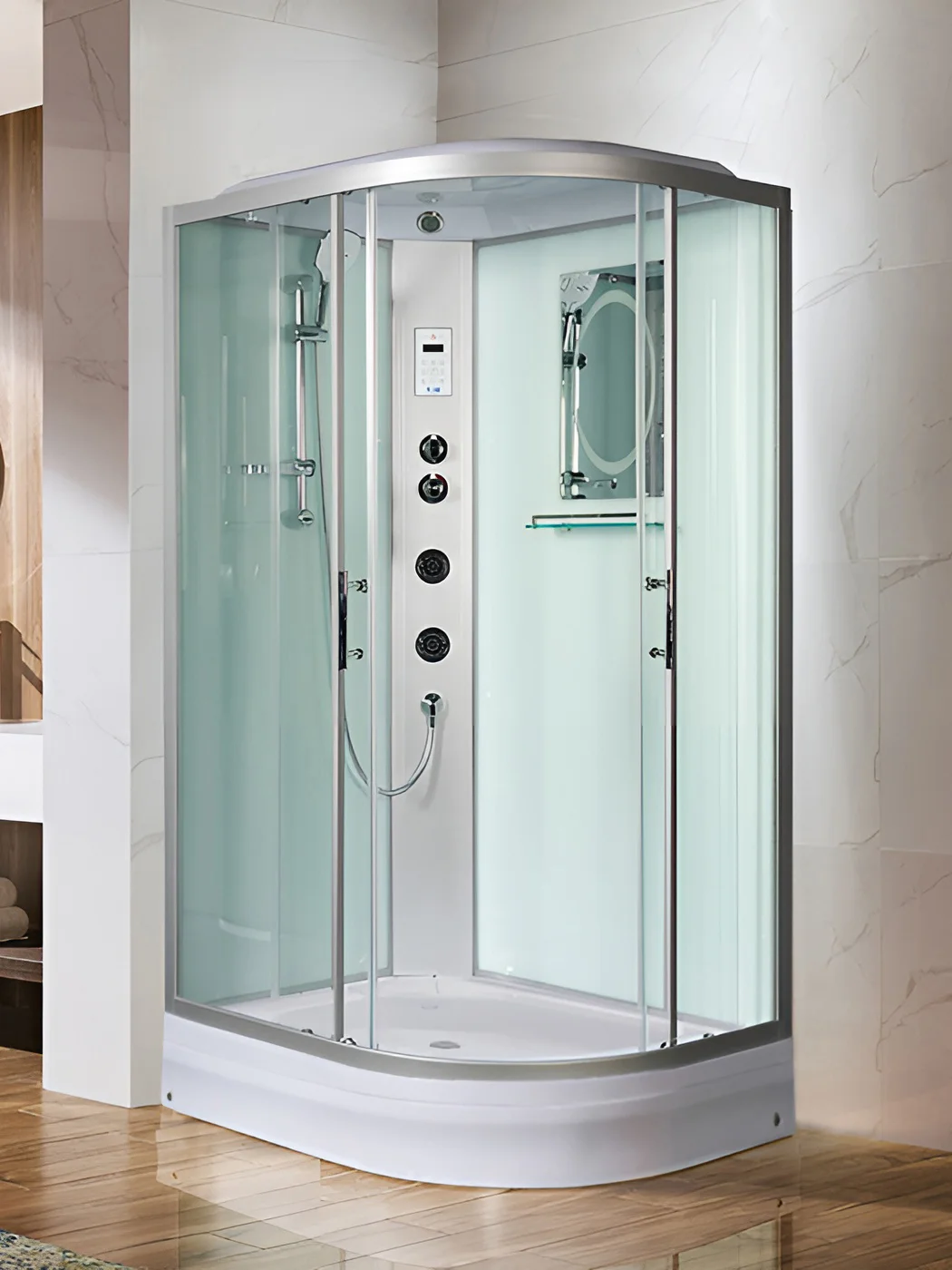 душевая кабина welt-wasser werra xl 1204 l 120x90 левая, стекла прозрачные, профиль хром