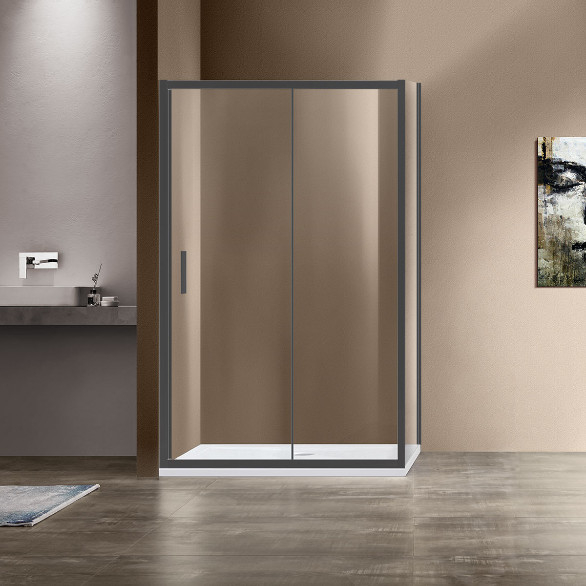 душевой уголок vincea garda vsr-1g8015clgm 150x80 стекла прозрачные, профиль графит