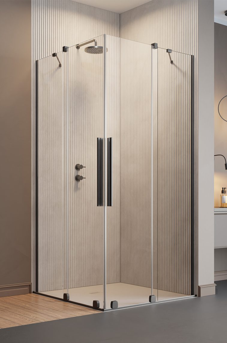 душевой уголок radaway furo brushed gunmetal kdd 120x110 стекла прозрачные, профиль брашированная оружейная сталь