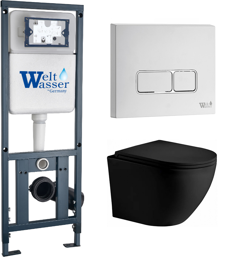 комплект инсталляции welt-wasser marberg 410 с клавишей смыва mar 410 se gl-wt и унитазом  merzbach 043 xl mt-bl