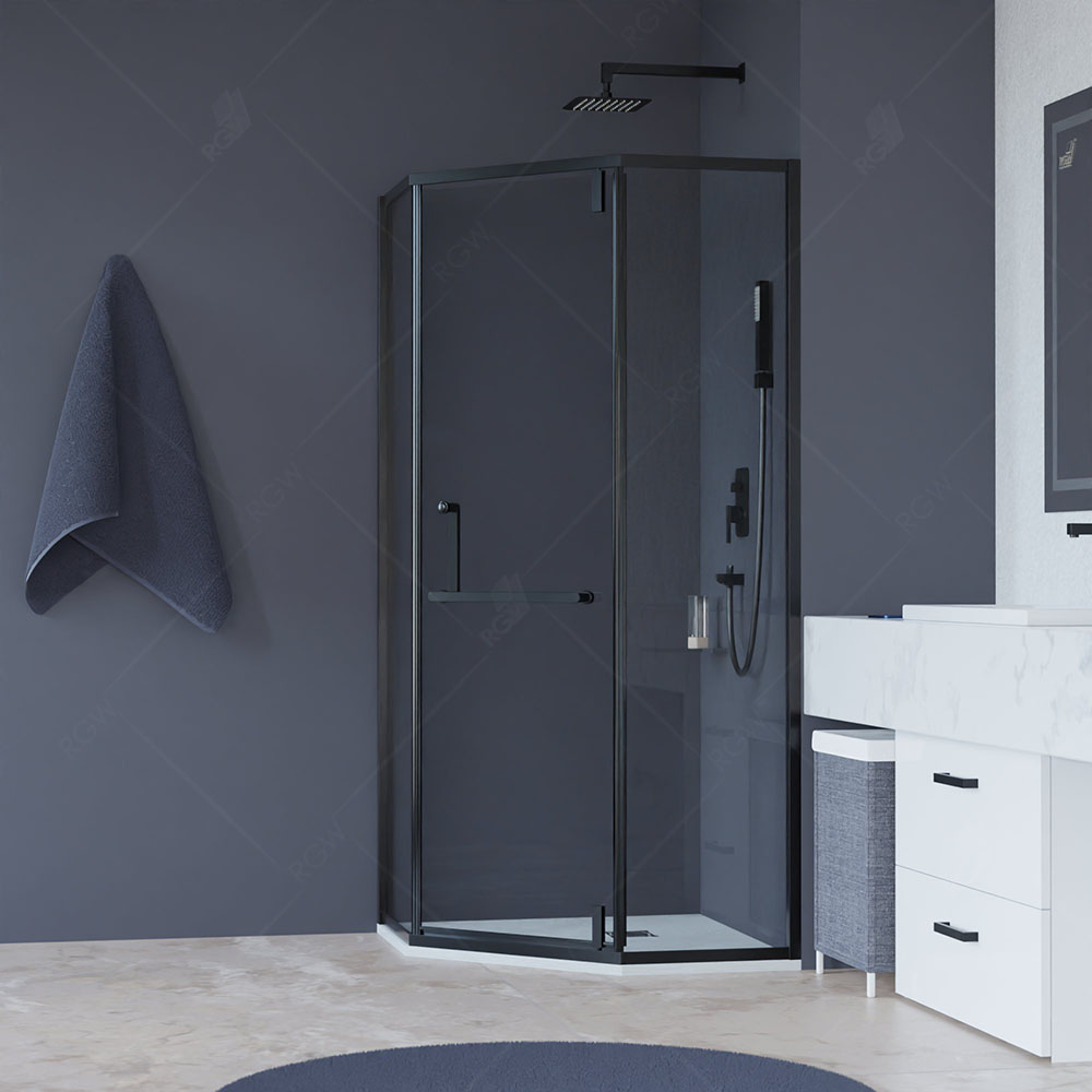 душевой уголок rgw hotel ho-084-b 100x100 стекла прозрачные, профиль черный