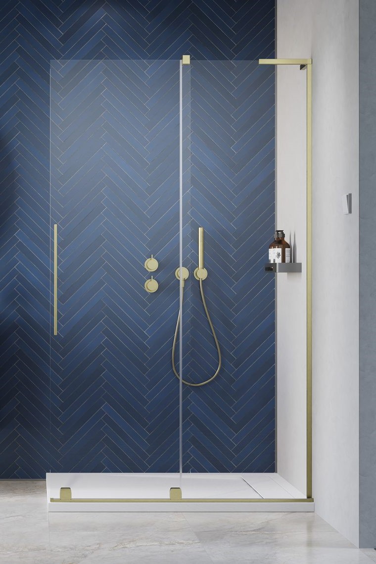 душевой уголок radaway furo sl brushed gold walk-in r 120x200 стекла прозрачные, профиль брашированное золото