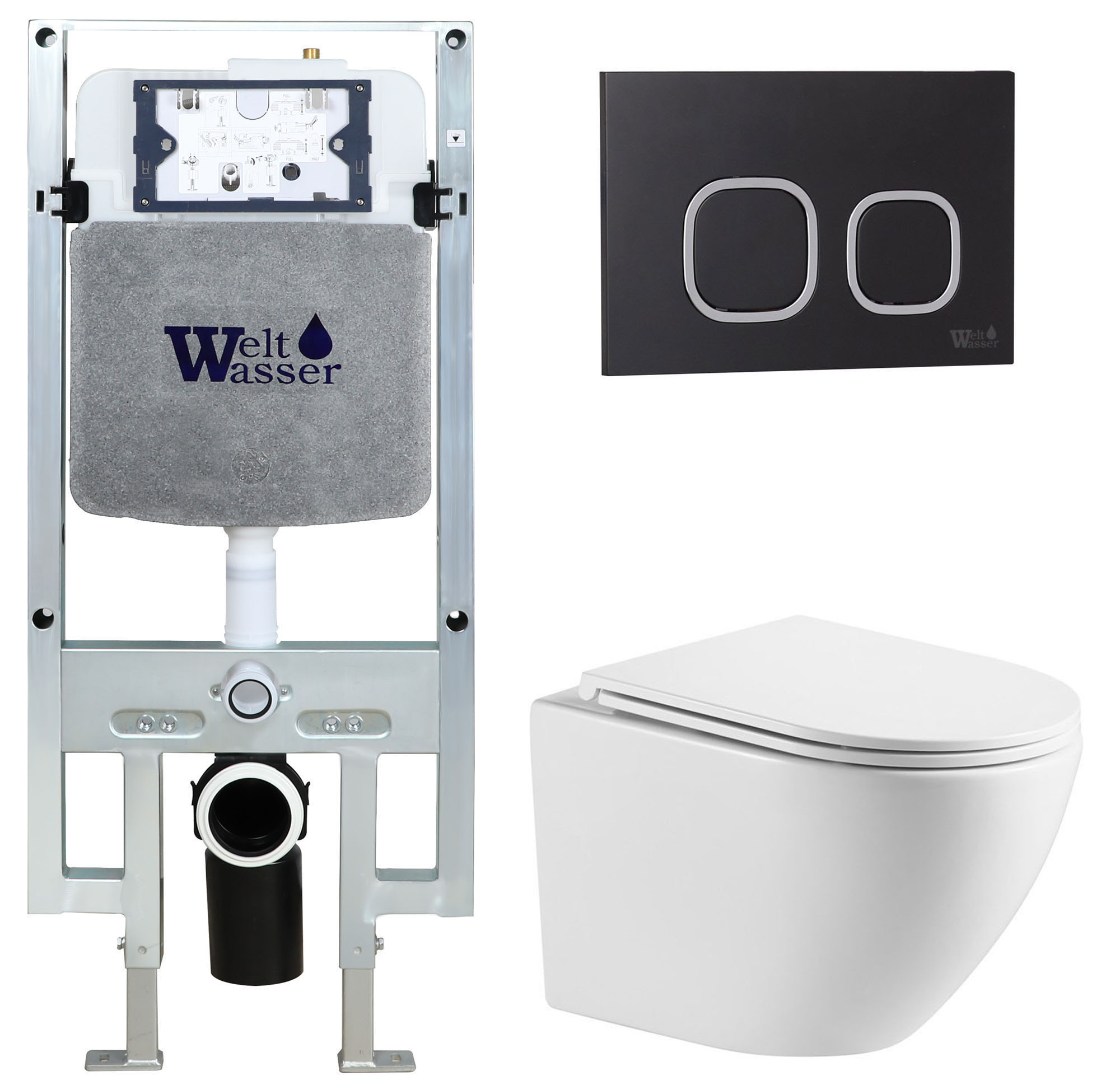 комплект welt-wasser amberg 497 st + merzbach 043 gl-wt + amberg rd-bl с черной клавишей