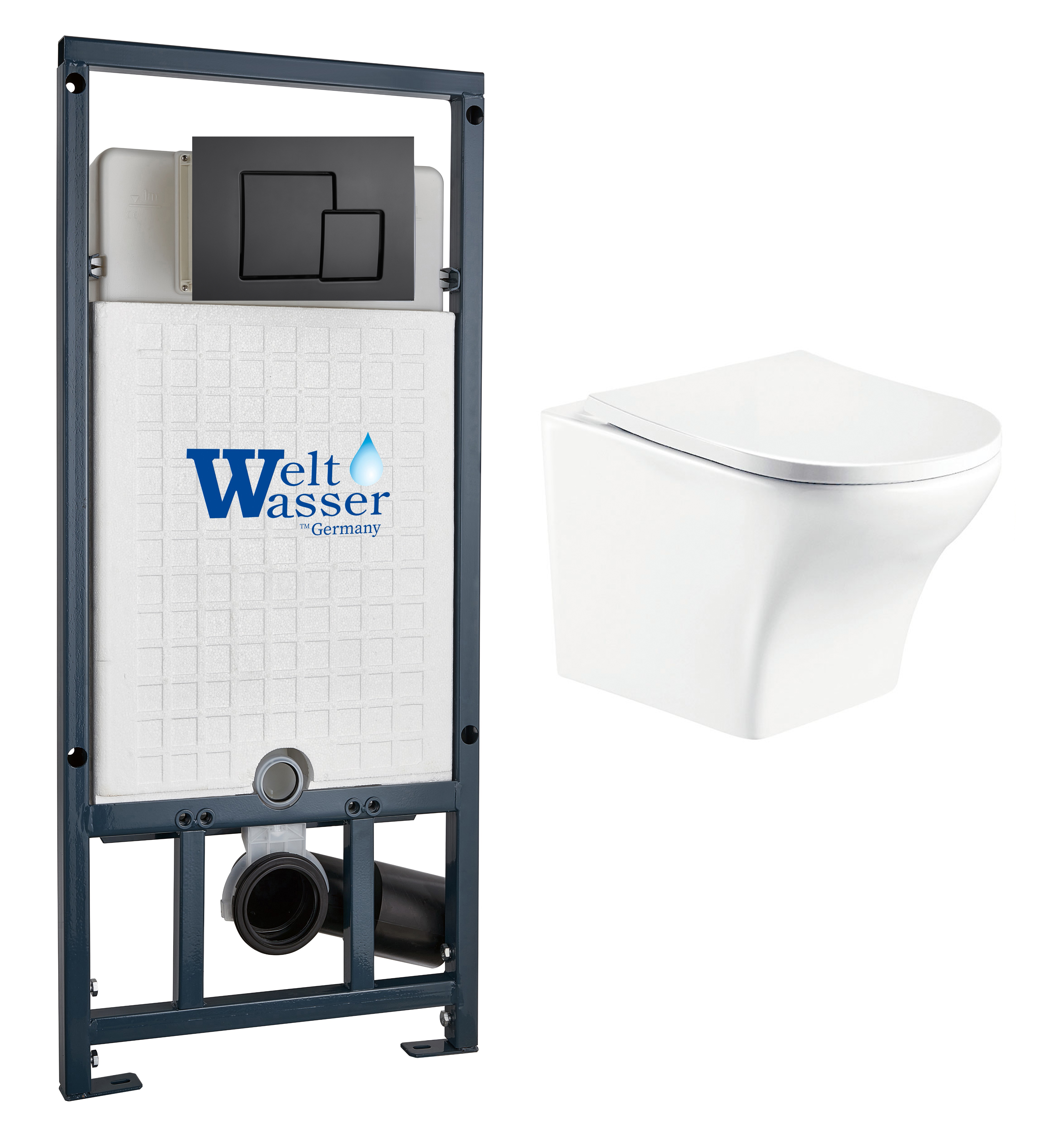 комплект инсталляции welt-wasser marberg 507 с унитазом odenbach 004 gl-wt и клавишей смыва mar 507 se mt-bl черный матовый