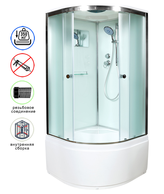 душевая кабина avacan d90s ava 90x90 стандарт, стекла матовые, профиль хром